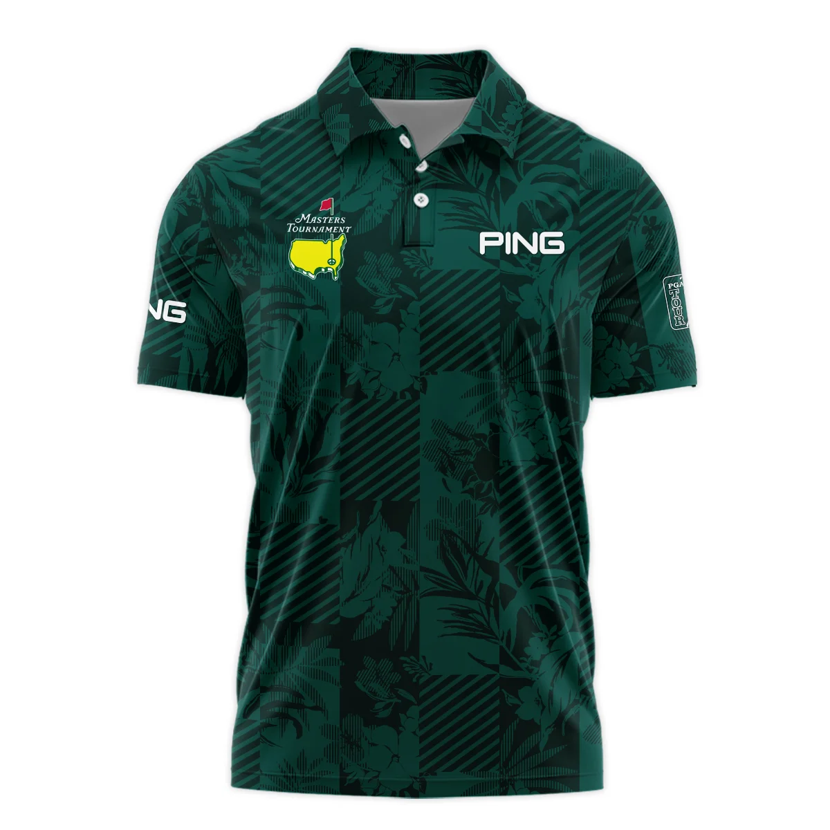 Hawaiian Tribal Elements And Hibiscus Flowers Patchwork Golf Masters Tournament Polo Shirt Style Classic Polo Shirt For Men