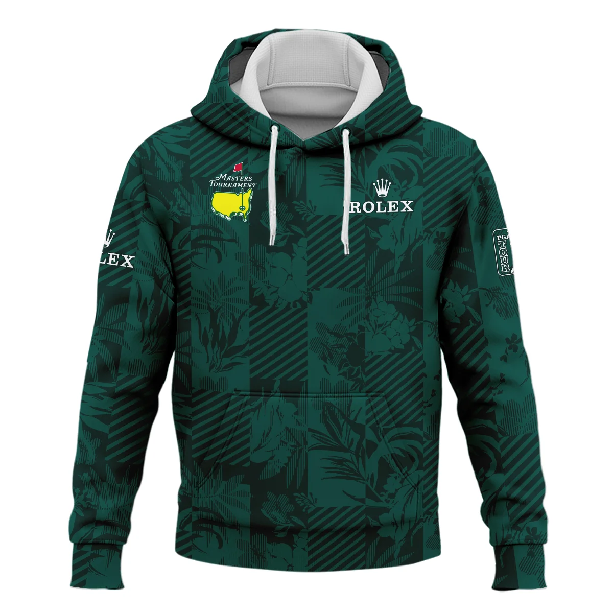 Tropical Leaves ,Foliage With Geometric Stripe Pattern Golf Masters Tournament Rolex Hoodie Shirt Style Classic Hoodie Shirt