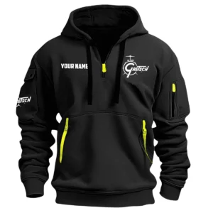 Gretsch Drums Exclusive Logo - Personalized Hoodie Half Zipper QTDR210425A2GRT - Black