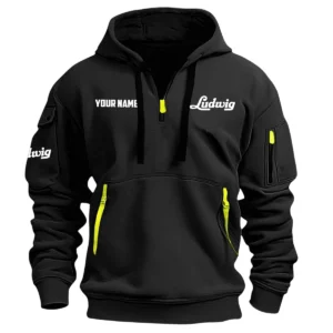 Ludwig Drums Exclusive Logo - Personalized Hoodie Half Zipper QTDR210425A2LUD - Black
