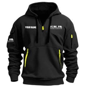 Pork Pie Drums Exclusive Logo - Personalized Hoodie Half Zipper QTDR210425A2PPD - Black