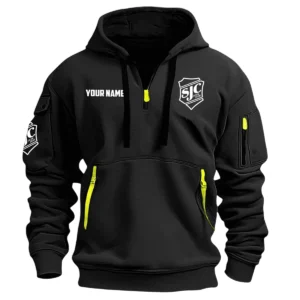 SJC Custom Drums Exclusive Logo - Personalized Hoodie Half Zipper QTDR210425A2SJC - Black