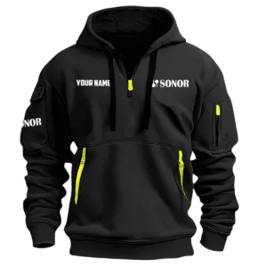 Sonor Drums Exclusive Logo - Personalized Hoodie Half Zipper QTDR210425A2SNR - Black