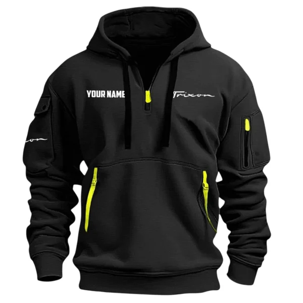 Trixon Drums Exclusive Logo - Personalized Hoodie Half Zipper QTDR210425A2TRX - Black