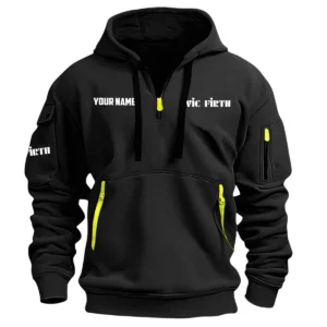 Vic Firth Drums Exclusive Logo - Personalized Hoodie Half Zipper QTDR210425A2VF - Black