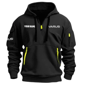 Varus Drums Exclusive Logo - Personalized Hoodie Half Zipper QTDR210425A2VRS - Black
