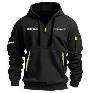 Wincent Drums Exclusive Logo - Personalized Hoodie Half Zipper QTDR210425A2WCT - Black