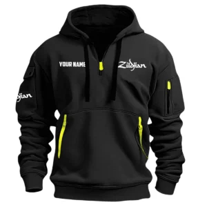 Avedis Zildjian Drums Exclusive Logo - Personalized Hoodie Half Zipper QTDR210425A2ZLD - Black