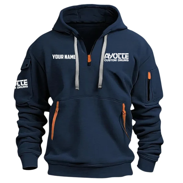 Ayotte Drums Exclusive Logo - Personalized Hoodie Half Zipper QTDR210425A2AYT - Navy