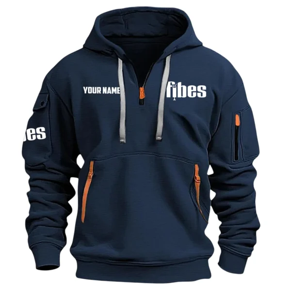 Fibes Drums Exclusive Logo - Personalized Hoodie Half Zipper QTDR210425A2FBS - Navy