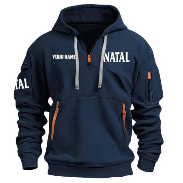 Natal Drums Exclusive Logo - Personalized Hoodie Half Zipper QTDR210425A2NAT - Navy