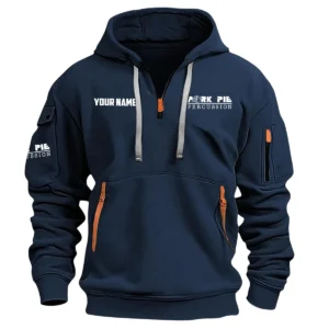 Pork Pie Drums Exclusive Logo - Personalized Hoodie Half Zipper QTDR210425A2PPD - Navy
