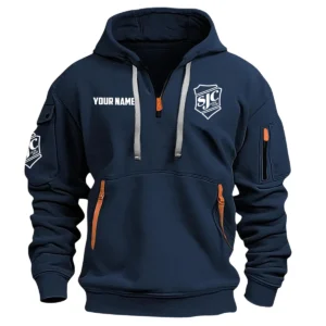 SJC Custom Drums Exclusive Logo - Personalized Hoodie Half Zipper QTDR210425A2SJC - Navy
