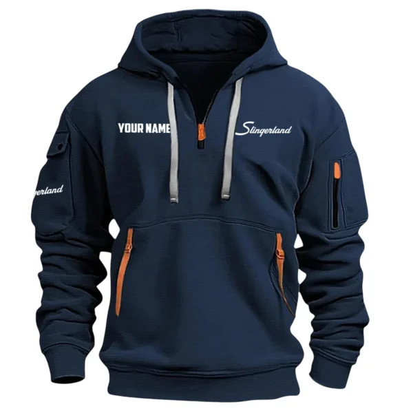 Slingerland Drums Exclusive Logo - Personalized Hoodie Half Zipper QTDR210425A2SLG - Navy