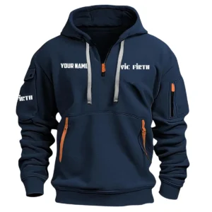 Vic Firth Drums Exclusive Logo - Personalized Hoodie Half Zipper QTDR210425A2VF - Navy