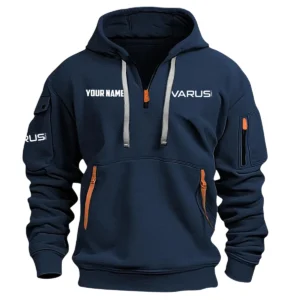 Varus Drums Exclusive Logo - Personalized Hoodie Half Zipper QTDR210425A2VRS - Navy