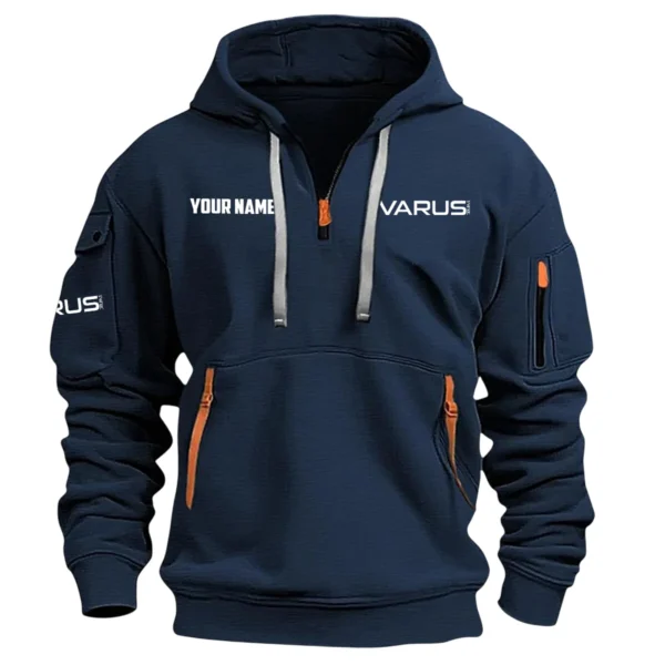 Varus Drums Exclusive Logo - Personalized Hoodie Half Zipper QTDR210425A2VRS - Navy