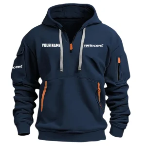 Wincent Drums Exclusive Logo - Personalized Hoodie Half Zipper QTDR210425A2WCT - Navy