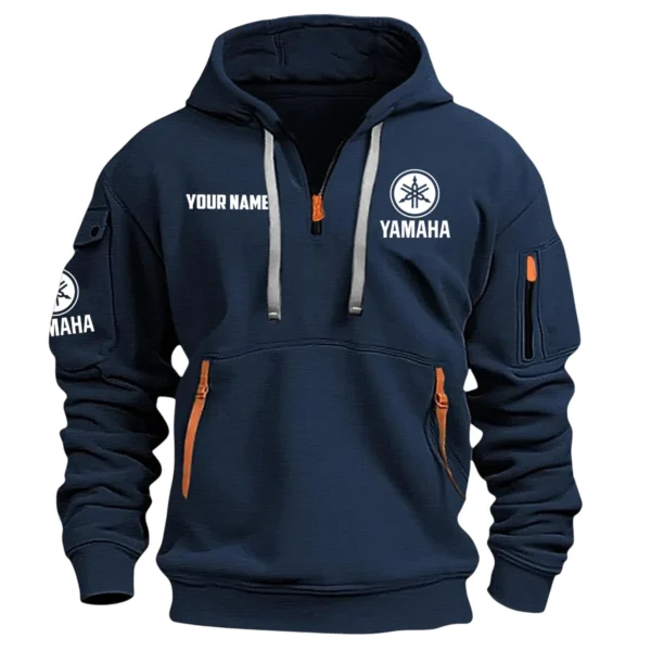 Yamaha Drums Drums Exclusive Logo - Personalized Hoodie Half Zipper QTDR210425A2YAM - Navy