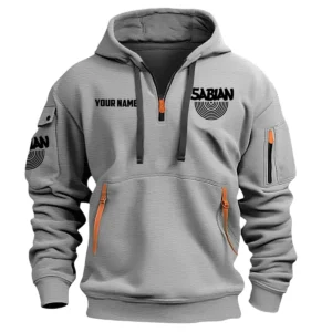 Sabian Drums Exclusive Logo - Personalized Hoodie Half Zipper QTDR210425A2SBN - Gray