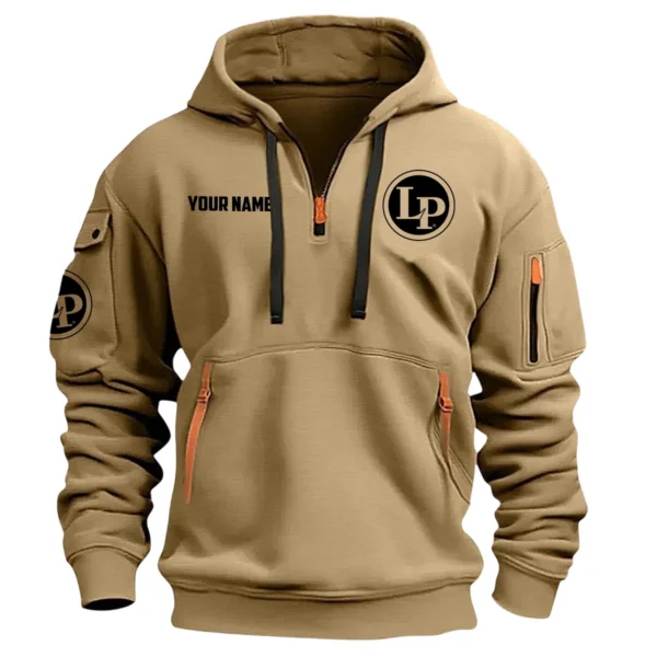 LP (Latin Percussion) Drums Exclusive Logo - Personalized Hoodie Half Zipper QTDR210425A2LP - Khaki