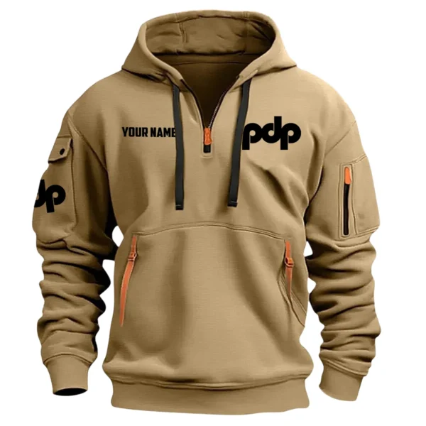 Pacific Drums Drums Exclusive Logo - Personalized Hoodie Half Zipper QTDR210425A2PDP - Khaki