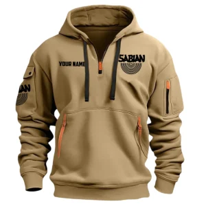 Sabian Drums Exclusive Logo - Personalized Hoodie Half Zipper QTDR210425A2SBN - Khaki