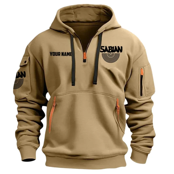 Sabian Drums Exclusive Logo - Personalized Hoodie Half Zipper QTDR210425A2SBN - Khaki
