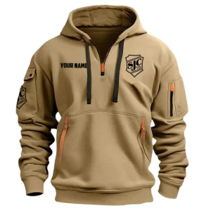 SJC Custom Drums Exclusive Logo - Personalized Hoodie Half Zipper QTDR210425A2SJC - Khaki