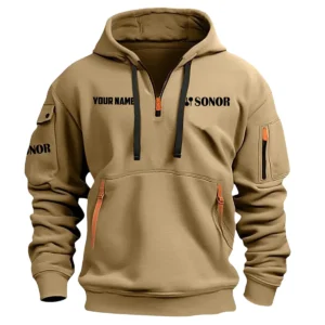 Sonor Drums Exclusive Logo - Personalized Hoodie Half Zipper QTDR210425A2SNR - Khaki