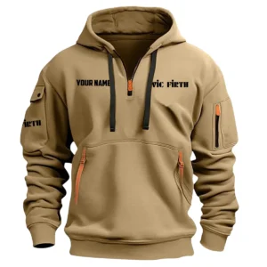 Vic Firth Drums Exclusive Logo - Personalized Hoodie Half Zipper QTDR210425A2VF - Khaki
