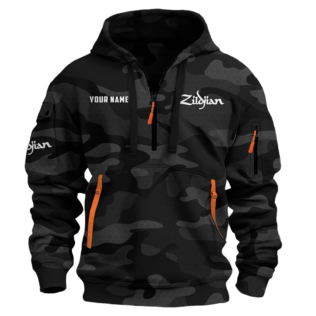 Avedis Zildjian Drums Exclusive Logo - Personalized Hoodie Half Zipper QTDR210425A3ZLD - Black