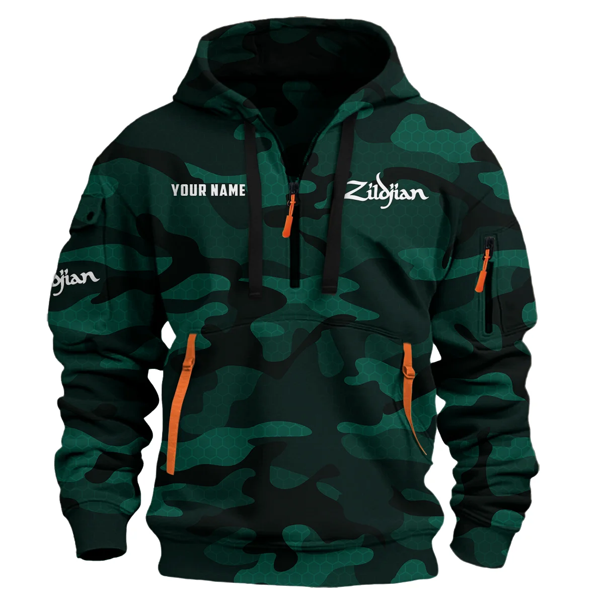 Avedis Zildjian Drums Exclusive Logo - Personalized Hoodie Half Zipper QTDR210425A3ZLD - Green