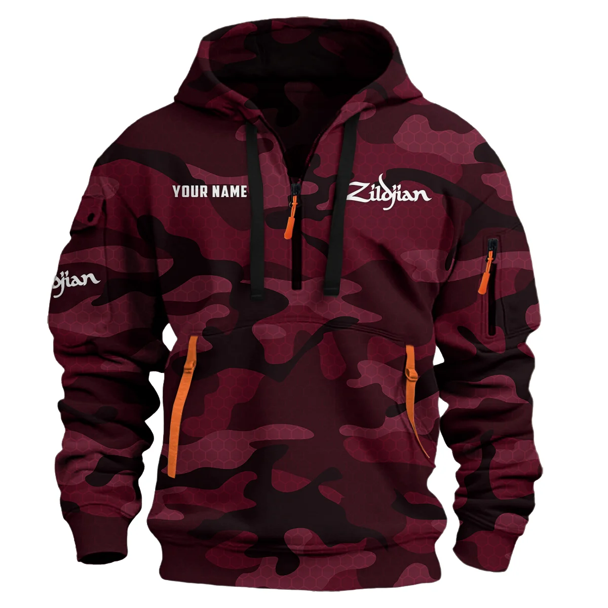 Avedis Zildjian Drums Exclusive Logo - Personalized Hoodie Half Zipper QTDR210425A3ZLD - Maroon