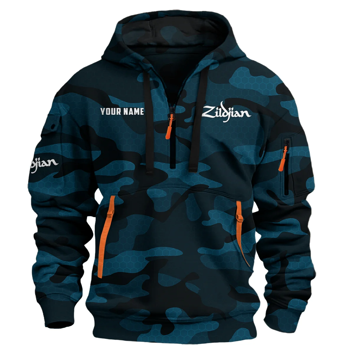 Avedis Zildjian Drums Exclusive Logo - Personalized Hoodie Half Zipper QTDR210425A3ZLD - Navy Blue 