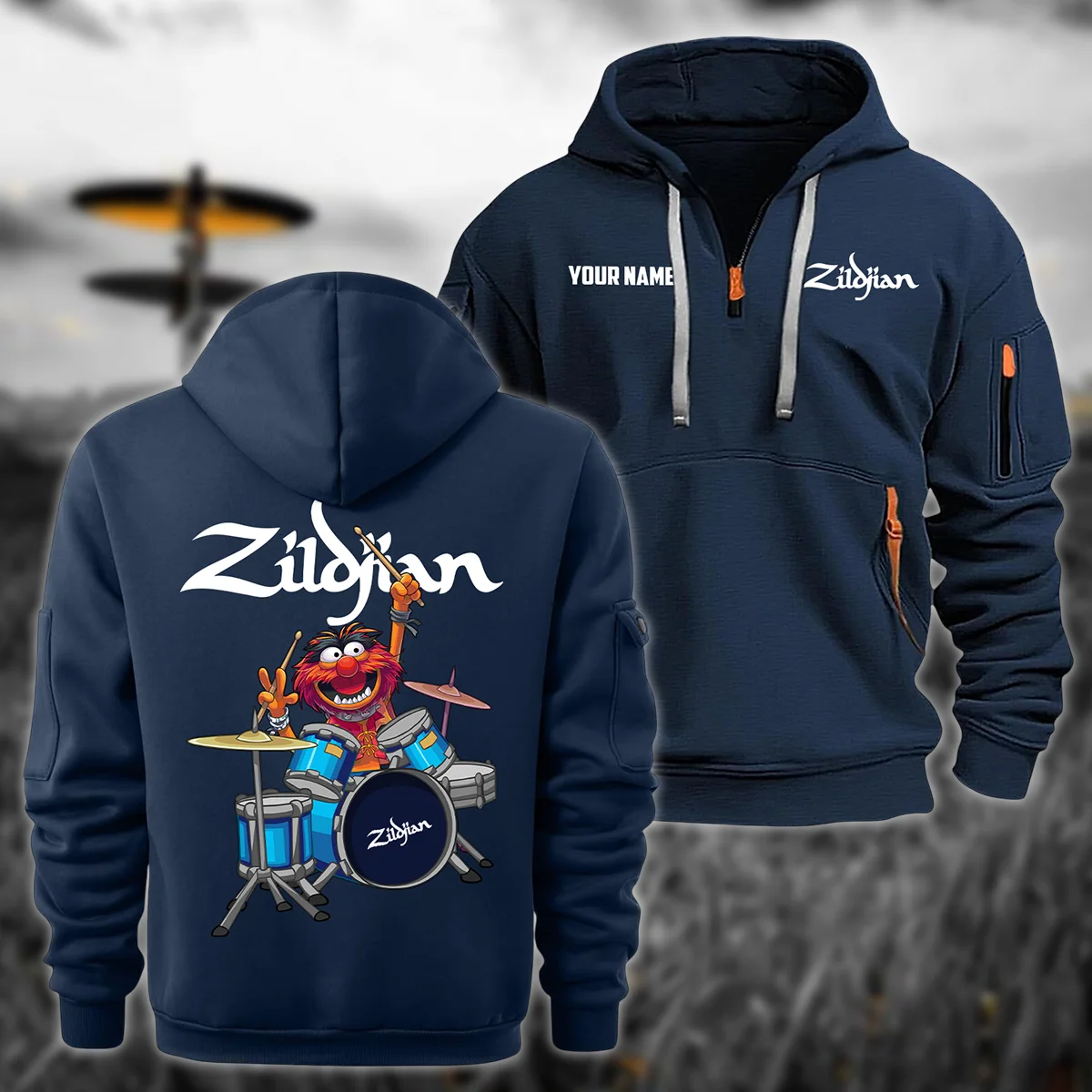 Avedis Zildjian Drums Exclusive Logo - Personalized Hoodie Half Zipper QTDR210425A4ZLD - Navy