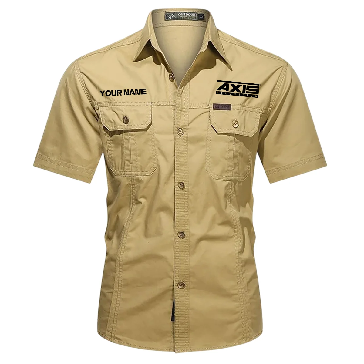 Axis Drums Exclusive Logo - Personalized Casual Shirt QTDR240425A1AXS - Khaki