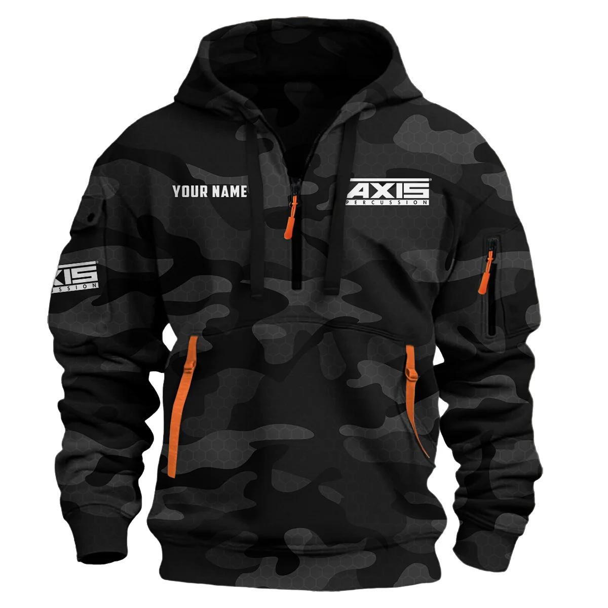 Axis Drums Exclusive Logo - Personalized Hoodie Half Zipper QTDR210425A3AXS - Black