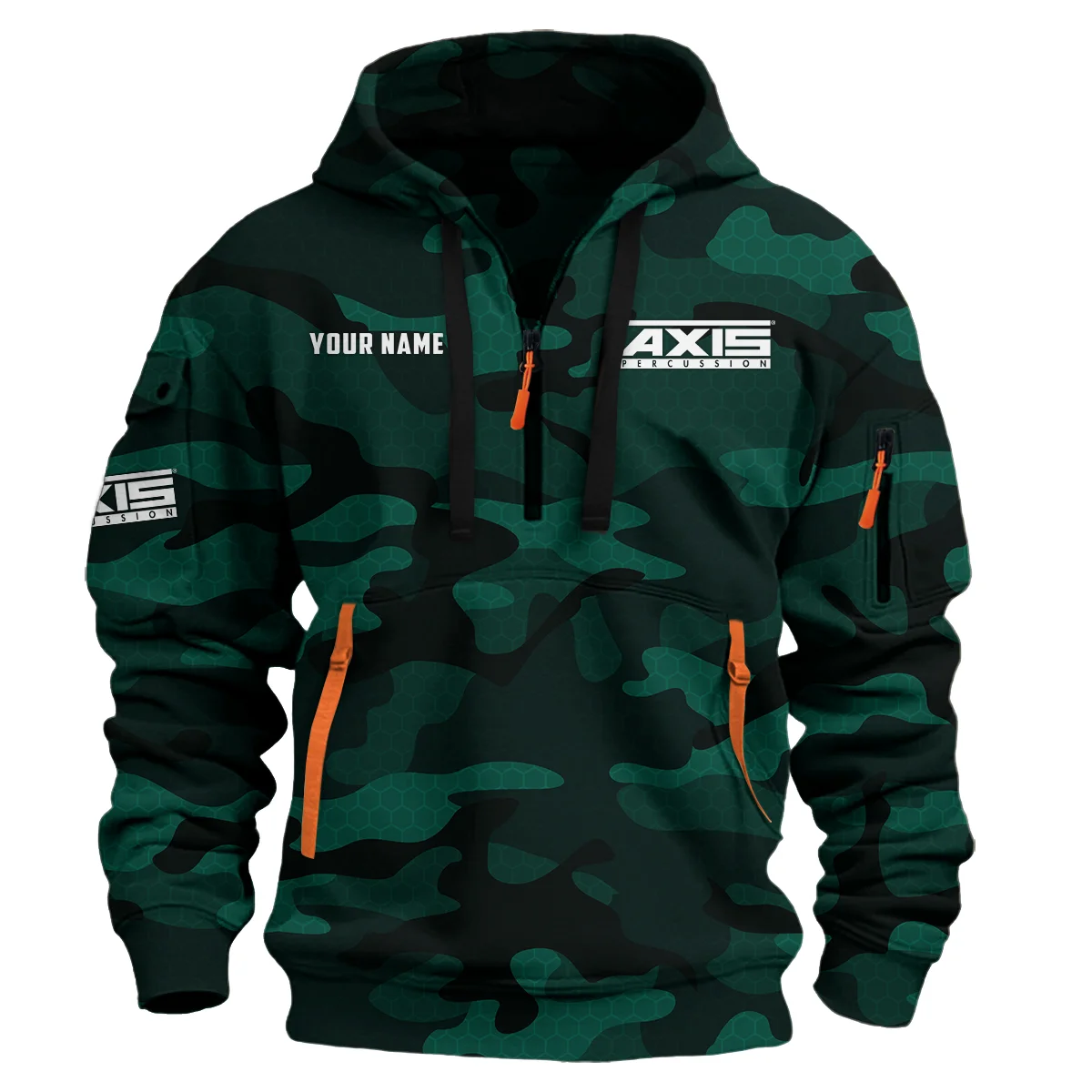 Axis Drums Exclusive Logo - Personalized Hoodie Half Zipper QTDR210425A3AXS - Green