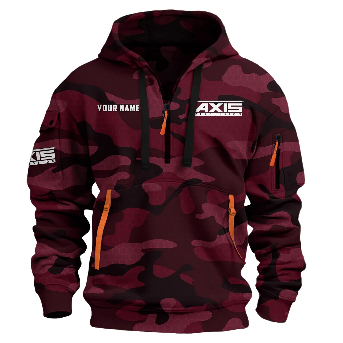 Axis Drums Exclusive Logo - Personalized Hoodie Half Zipper QTDR210425A3AXS - Maroon