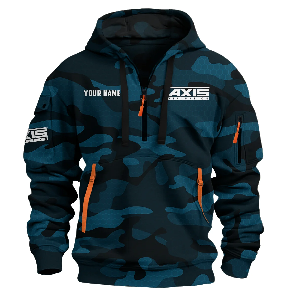Axis Drums Exclusive Logo - Personalized Hoodie Half Zipper QTDR210425A3AXS - Navy Blue 