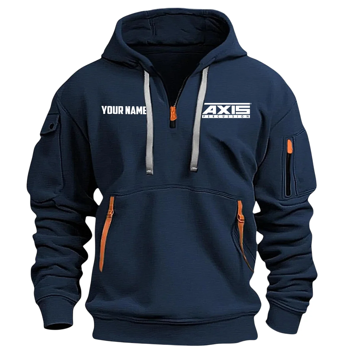 Axis Drums Exclusive Logo - Personalized Hoodie Half Zipper QTDR210425A4AXS - Navy