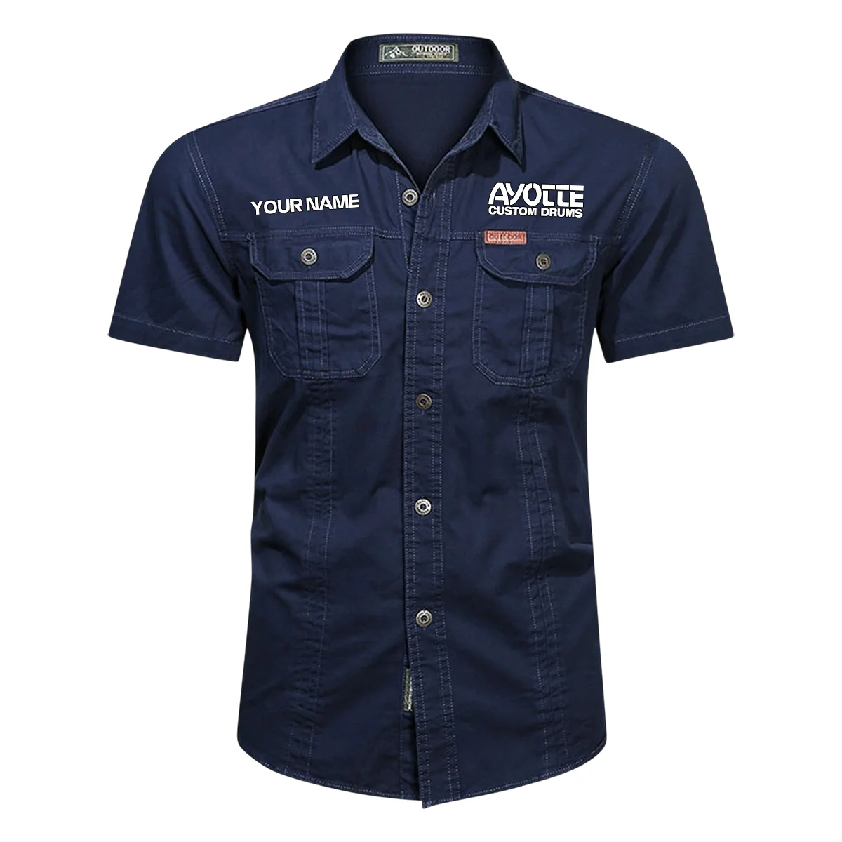 Ayotte Drums Exclusive Logo - Personalized Casual Shirt QTDR240425A1AYT - Dark Blue