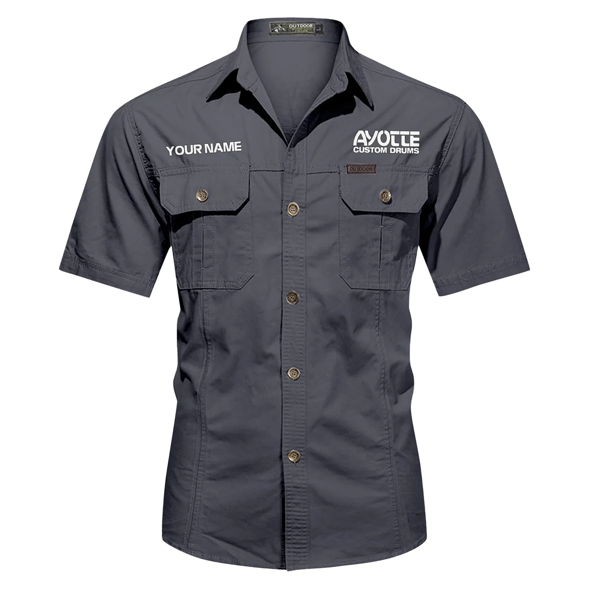 Ayotte Drums Exclusive Logo - Personalized Casual Shirt QTDR240425A1AYT - Dark Gray