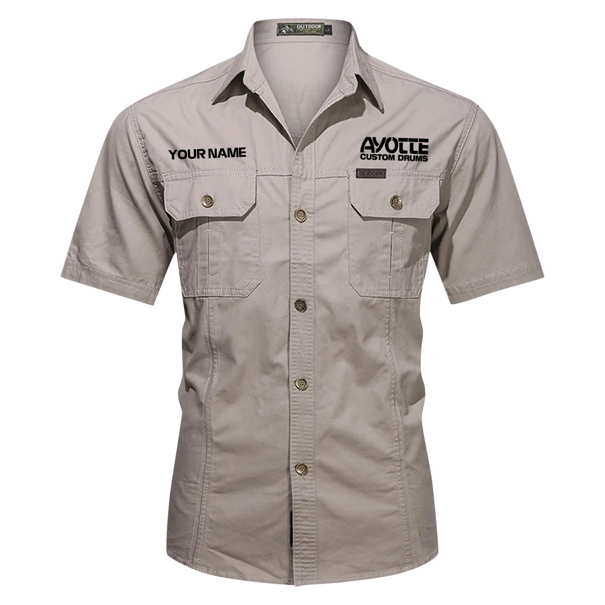 Ayotte Drums Exclusive Logo - Personalized Casual Shirt QTDR240425A1AYT - Gray