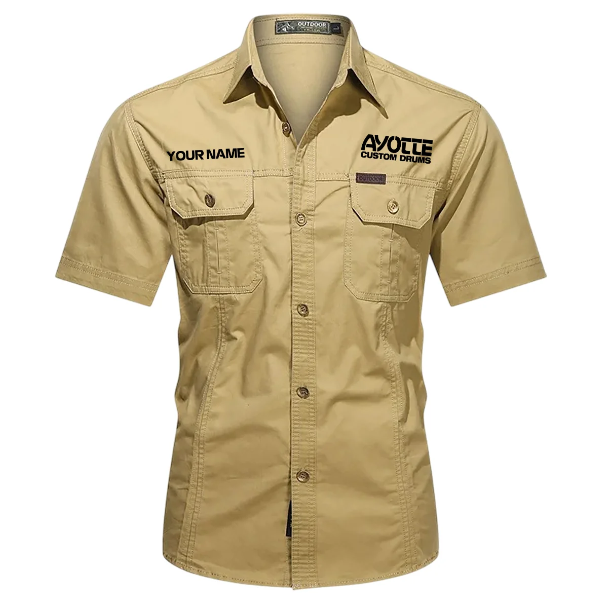 Ayotte Drums Exclusive Logo - Personalized Casual Shirt QTDR240425A1AYT - Khaki