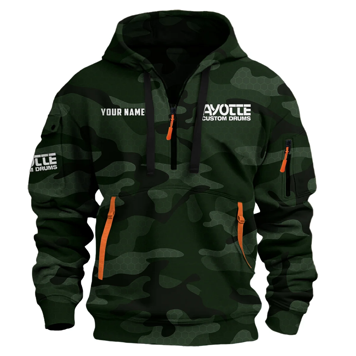Ayotte Drums Exclusive Logo - Personalized Hoodie Half Zipper QTDR210425A3AYT - Dark Green