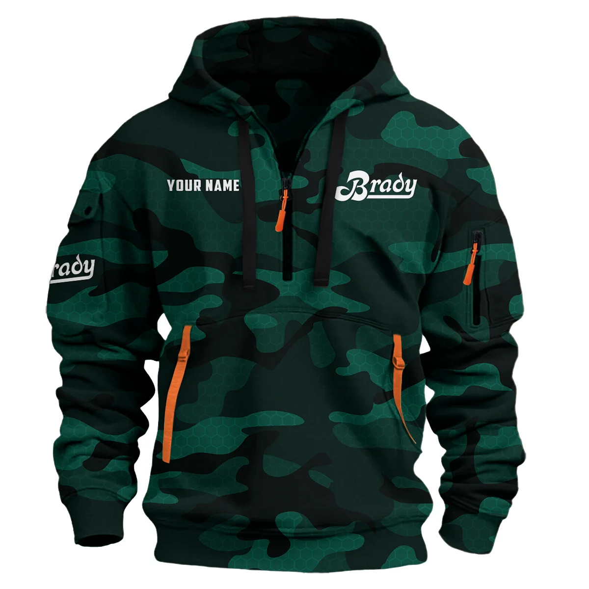 Brady Drums Exclusive Logo - Personalized Hoodie Half Zipper QTDR210425A3BDY - Green