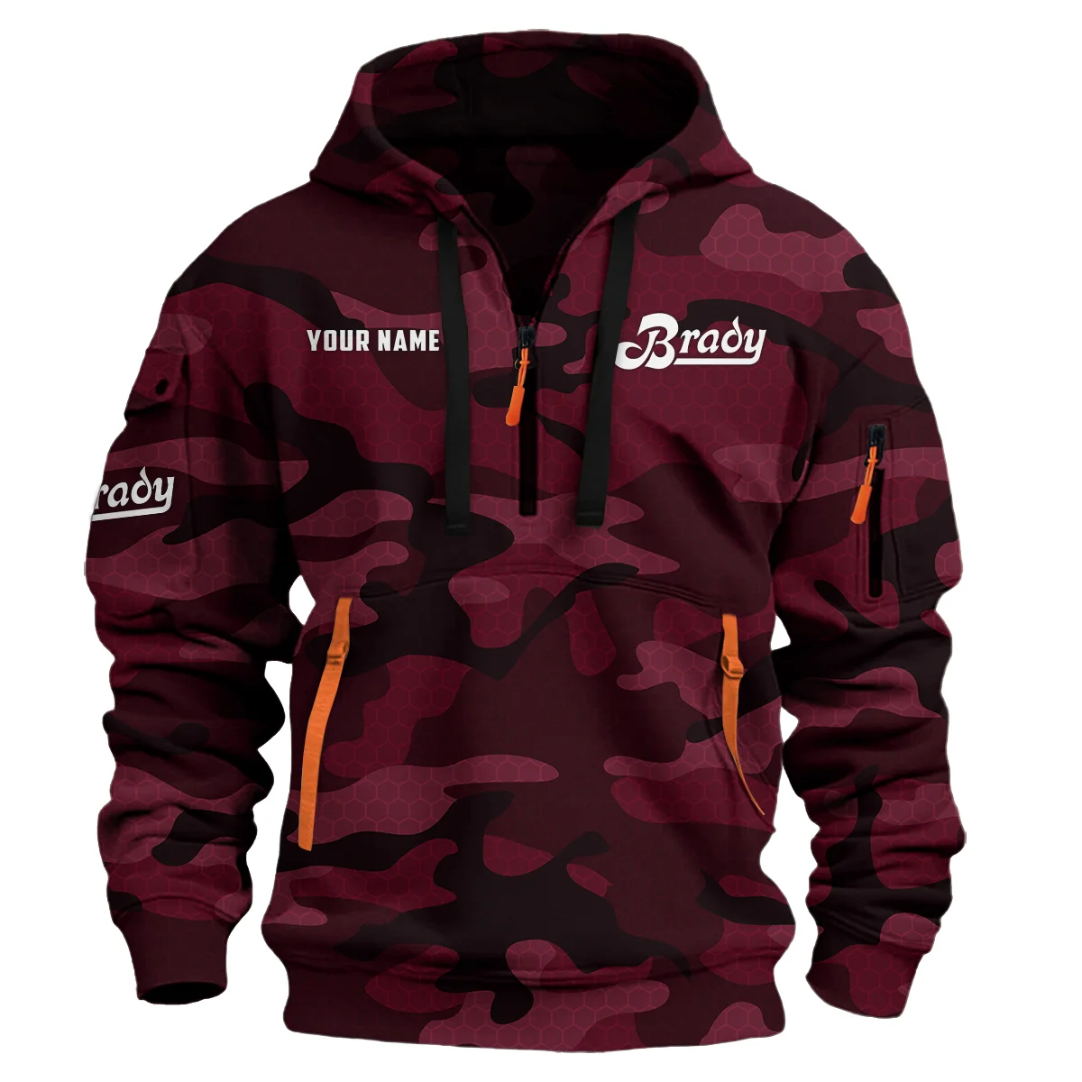 Brady Drums Exclusive Logo - Personalized Hoodie Half Zipper QTDR210425A3BDY - Maroon
