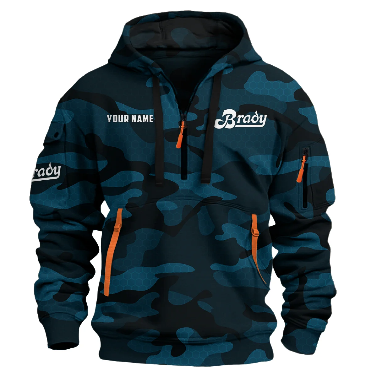 Brady Drums Exclusive Logo - Personalized Hoodie Half Zipper QTDR210425A3BDY - Navy Blue 